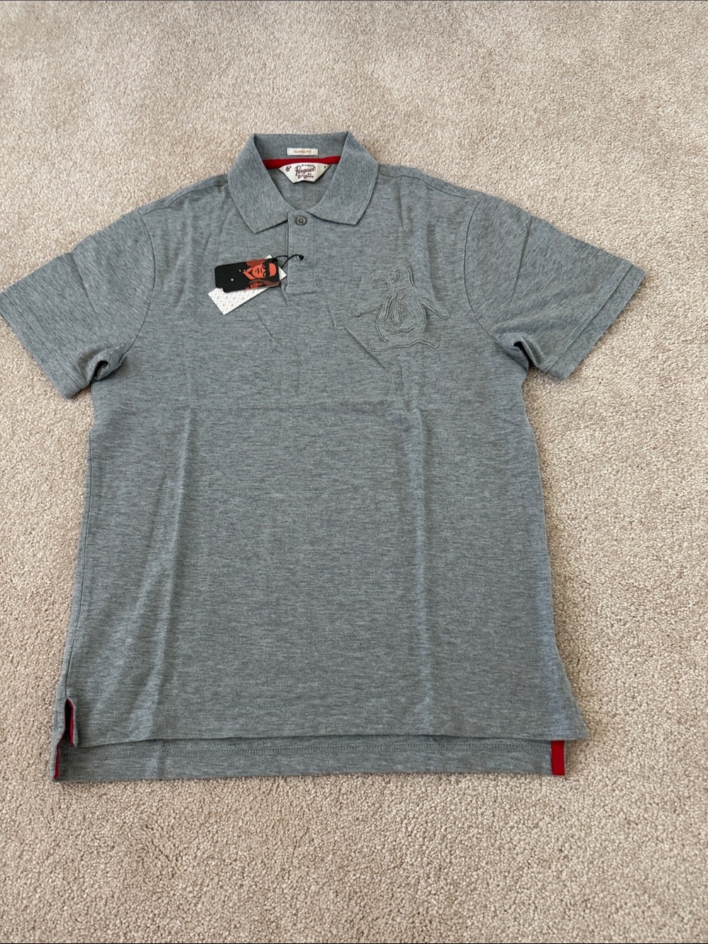 Original Penguin Men's Heather Grey Polo with Subtle Embroidery